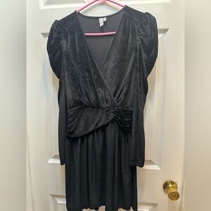 & Other Stories Black Velvet Wrap Dress